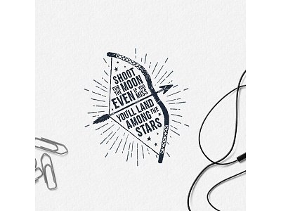 Shoot for the moon even if you miss you'll land among the stars adventure american badge graphic grunge lettering logo native spirit tribal typography vintage