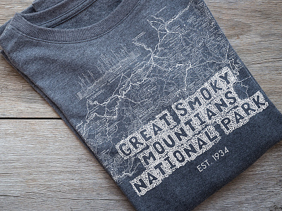 Smoky Mountains T-shirt fonts natural organic outdoors rustic woodcut