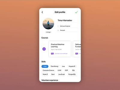 Profile settings for DailyUI dailyui edit mobile interface profile settings ui ux