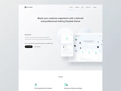 HomePage - Zendesk theme website cover desktop features homepage interface landing overview page product valentin salmon website