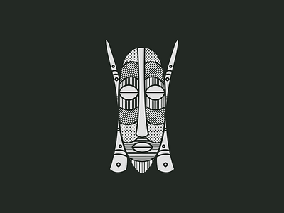 African Mask african character drawing face halftones illustration line mask