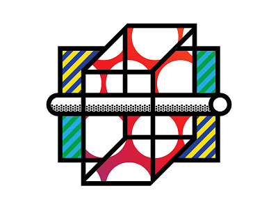 Line, Plane and Volume abstract art color design graphic grid illustration rainbow