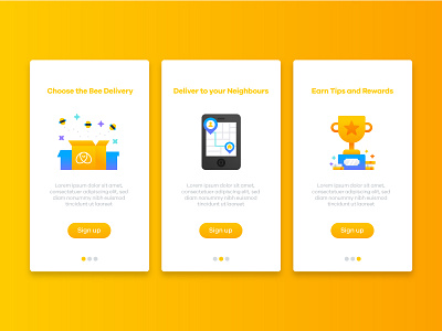 Bemybee Onboarding Illustrations 🐝 app bee cute delivery illustration map onboarding package rewards screen ui