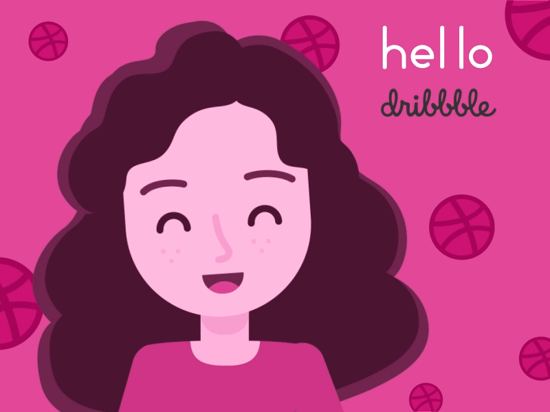 Hello Dribbble 2d after effects animation character debut dots happy hello letters lines smile thanks