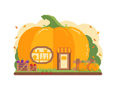 🎃 Pixel Pumpkin Shop 🍂 apple autumn eggplant fall farmers leaves market pixel pumpkin radish shop vine