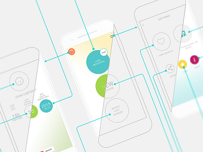 Wireframes for Meditation App design meditation mobile mockups scetch wireframes ui ux bubble