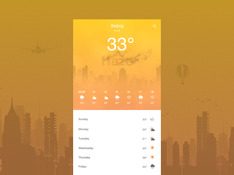 Weather animation animation app beijing city haze interaction ios ue ui ux weather