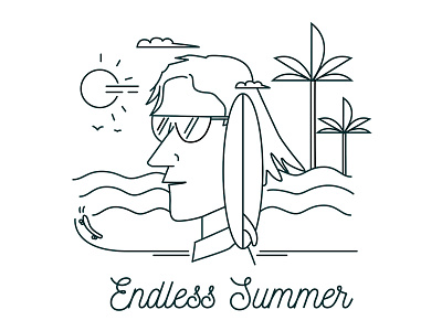 Surfer- endless summer illustration line research