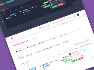 Team Vacation Manager UX calendar dashboard design management planner portal table team ui ux vacation web