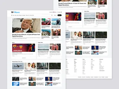News Homepage | W-News dailyui designchallenge designcommunity digitaldesign dribbble minimalistui newswebsite typography uidesign uxdesign webdesign