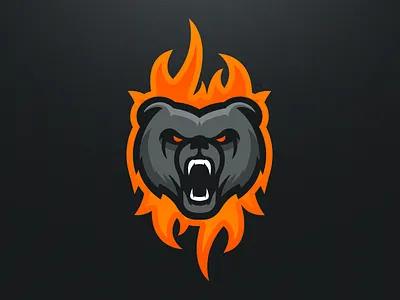 Fiery Bear - Mascot Logo Design bear blackbear design esports fire flames gaming logo mascot sports
