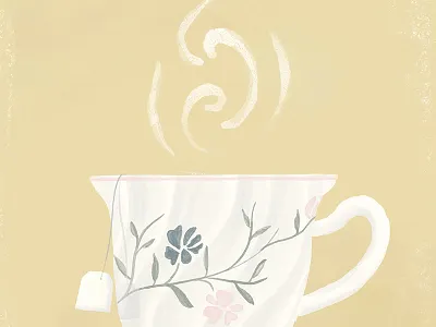 Granny's tea book cup digital granny illustration photoshop tea