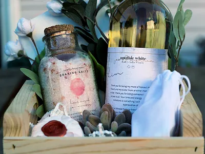 Bridesmaids Gift Packaging bath salt label beauty bottle design floral greenery label design layout packaging print typography wine label