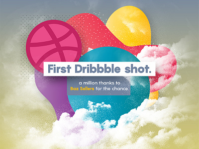 Ahoy Dribbble! art clouds colors creative debut first shot graphic designer illustration invitation