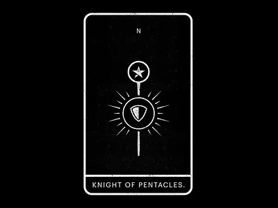 Knight of Pentacles. black knight minimal page pentacles shield spikes tarot white