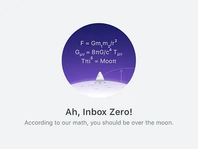 Inbox Zero over the moon blank states email equation gravity illustration interstellar lunar lander math micro copy moon space vector art