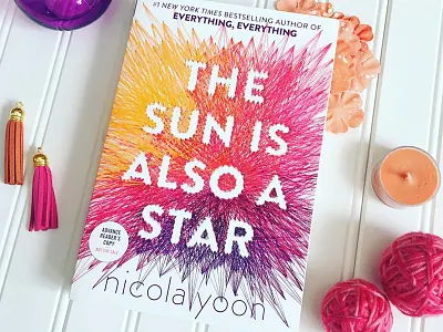 The Sun is Also a Star book cover penguin string tactile typography