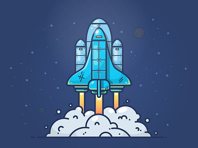 Space Shuttle icon illustration moon nasa outline planet rocket shuttle space spaceship star ufo