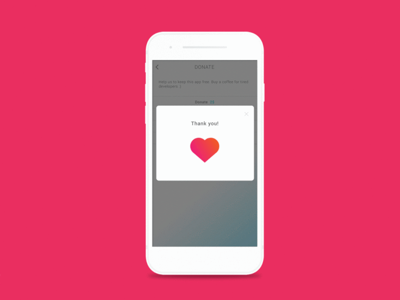 Thank you animation animation app donation heart meditation mobile popup thank ui ux you