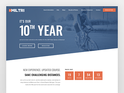 Millennium Triathlon athlete diagonal homepage sports triathlon web design website