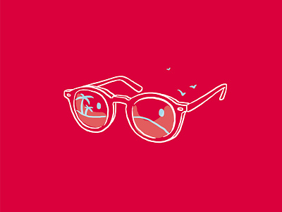 Glasses beach cartoon drawing glasses holidays illustration outline red summer sun