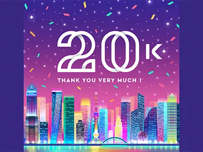 20K / Instagram city color design followers gradient idea illustration instagram logo people tower vector