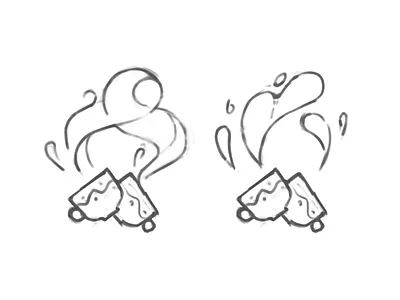 Cups and splashes coffe drawing illustration sketch