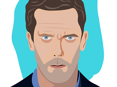 Dr. House adobe art beard blue color dr house eyes face illustrator