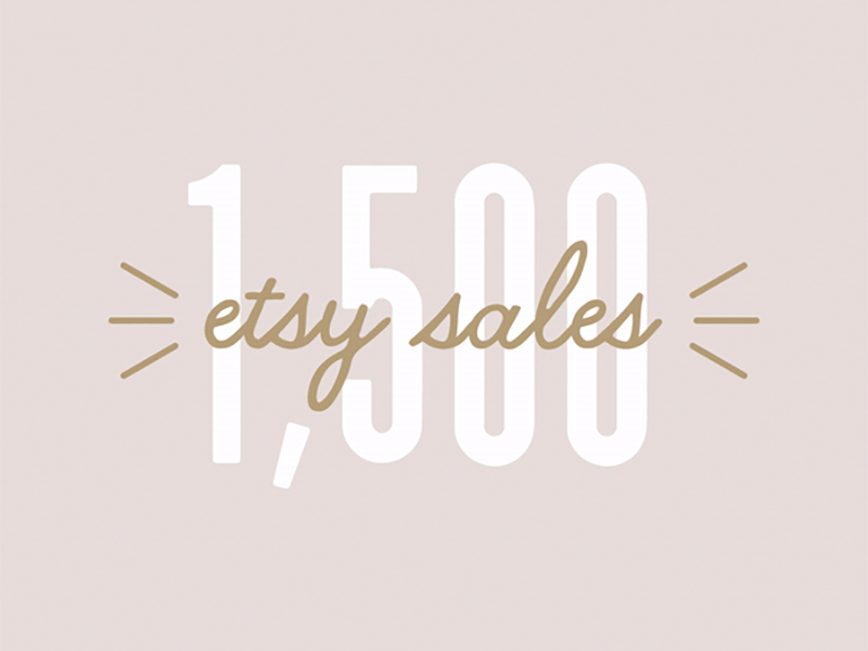 1,500 Etsy Sales animation etsy gif gold number pink sans serif script