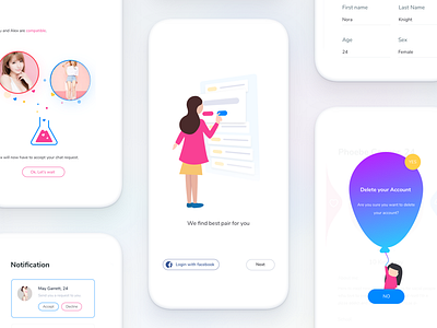 #17-Invisible-series - Social App chat clean dating find johnyvino minimal notification popup result sketch ui ux