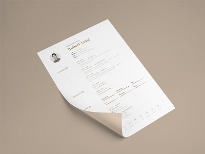 Resume / CV brown clean coverletter coverpage curriculum vitae cv portfolio professional resume