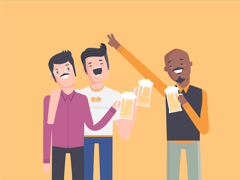 Beer Cheers 2d animation after work illustration al rifai app bar beer friends motion design nuts odd bleat