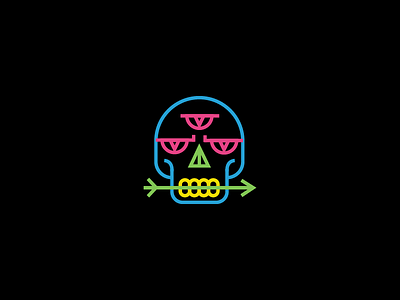 Neon Skull design logo neon skull