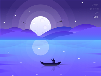 Lake card illustration poster ui