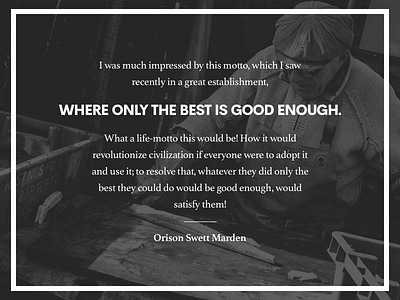 Where only the best is good enough black frame marden orison quote swett white