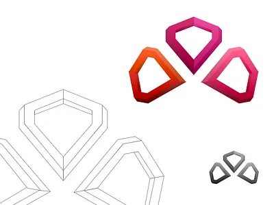3 Diamonds 3d branding diamonds logo wireframe