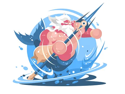 Poseidon flat illustration kit8 vector