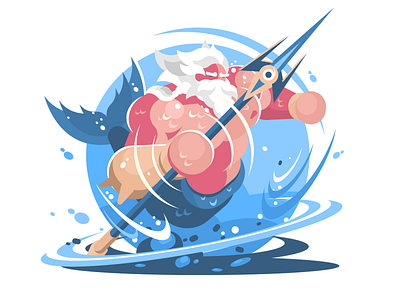 Poseidon flat illustration kit8 vector