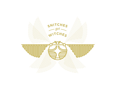 Snitches Get Stitches badge gold harry icon monoline potter quidditch seeker snitch