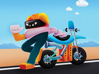 Drumheller alberta drake tuura illustration motorbike