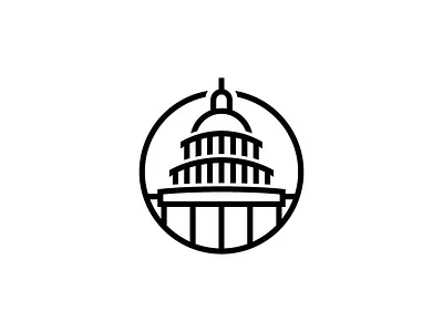 Capitol architecture badge building capitol city dc icon line logo minimalism washington