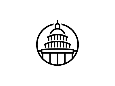 Capitol architecture badge building capitol city dc icon line logo minimalism washington