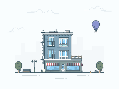 City building apartment architecture brick building city home house illustration shop store stroke vector design