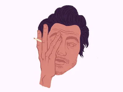 Sleepy Face beard boy cigarette face guy illustration photoshop portrait sleep