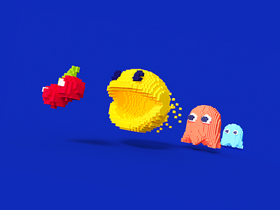 PAC-MAN pixel，c4d，pac man