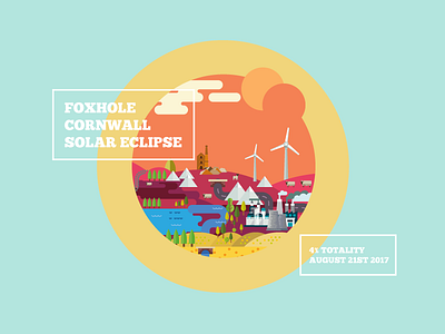 Cornwall Solar Eclipse 2017 august cornwall eclipse foxhole graphics illustration solar total