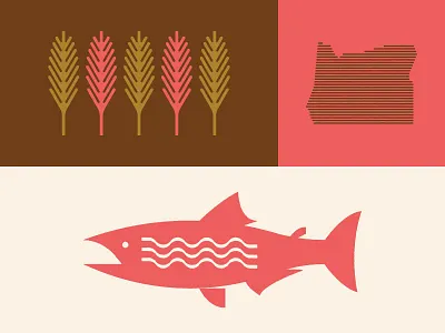 Red Clouds Collective Illustration brand design fish icons illustration oregon pine trees portland salmon water waves