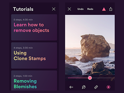 Photo App [Dark Skin] app edit gradient ios ipad iphone photo simple ui