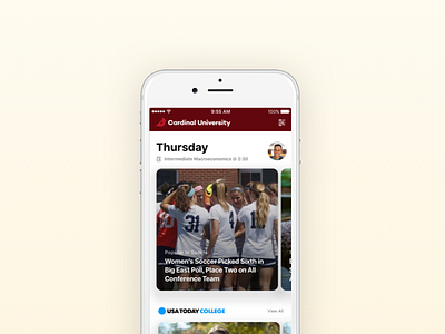 Cardinal Feed UI app design classes feed filters ios mobile news rss ui university ux