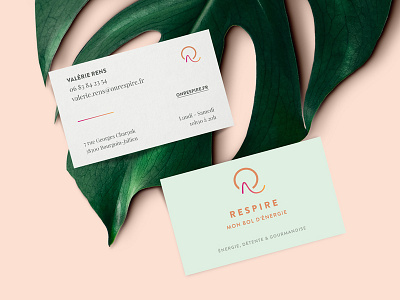 Business card - sport center & restaurant concept business card energy etienne pigeyre fresh mint restaurant sport studio dpe wellness